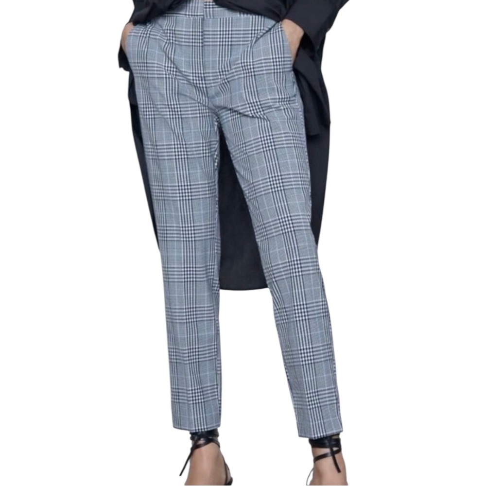 ZARA BASIC Plaid Ankle Trousers in Gray Size XL — Perfect for Fall!!! - Picture 7 of 7